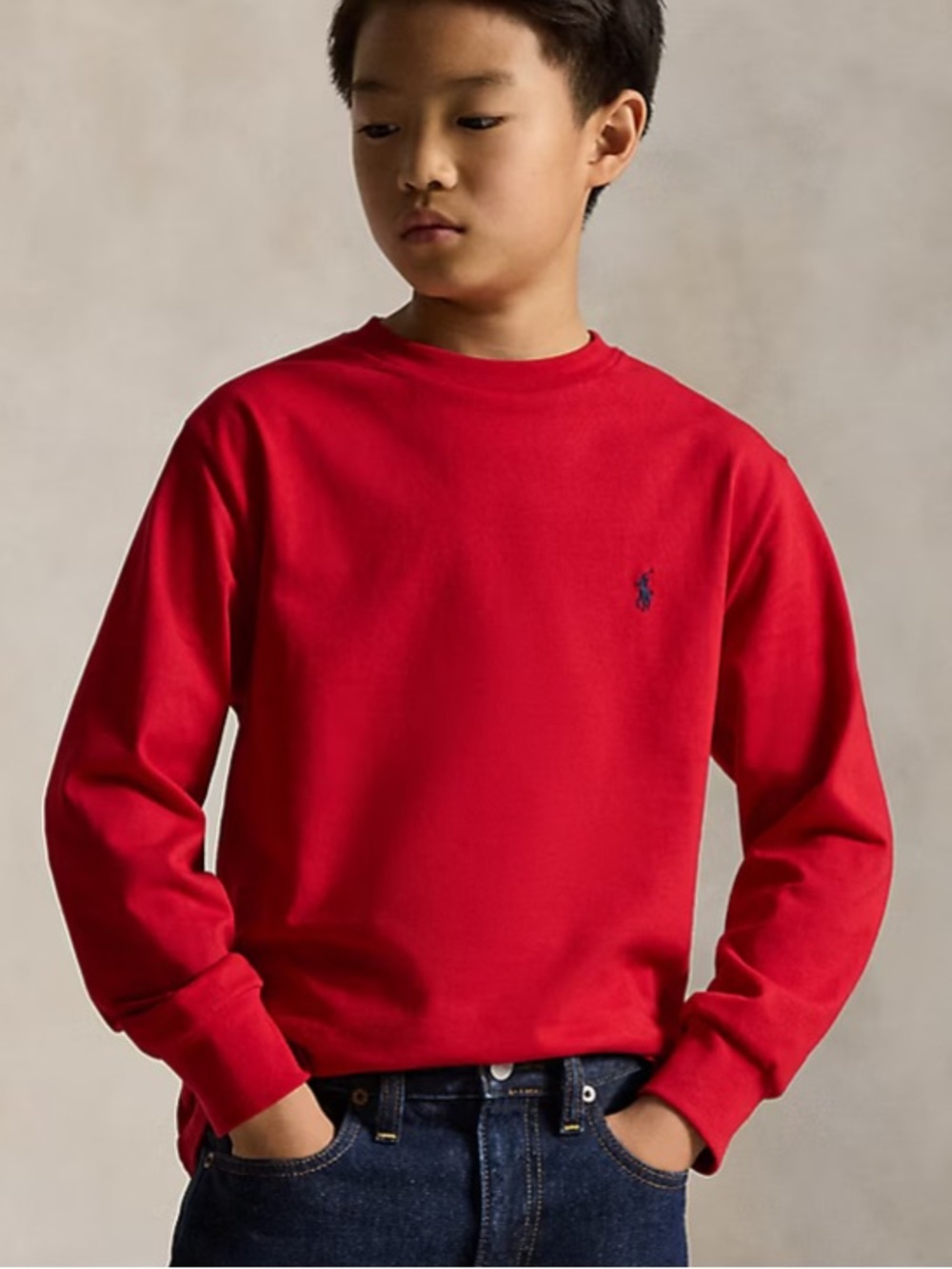 NEW🏇Polo Ralph Lauren Red Cotton Long Sleeve Tee Size M (10-12)